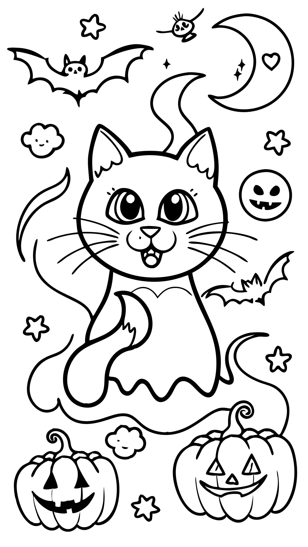 Página para colorear de Halloween gato